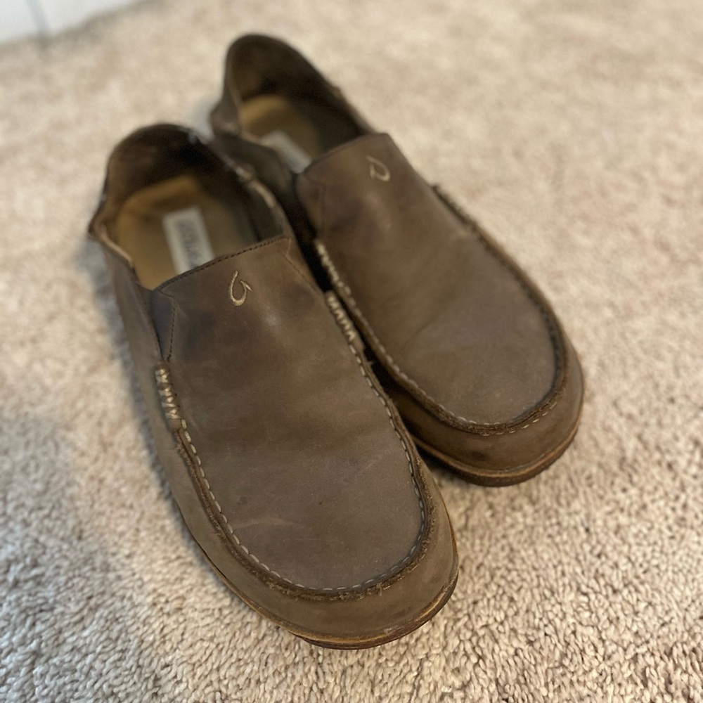 Olukai Men's Brown Leather Slip-On Shoes